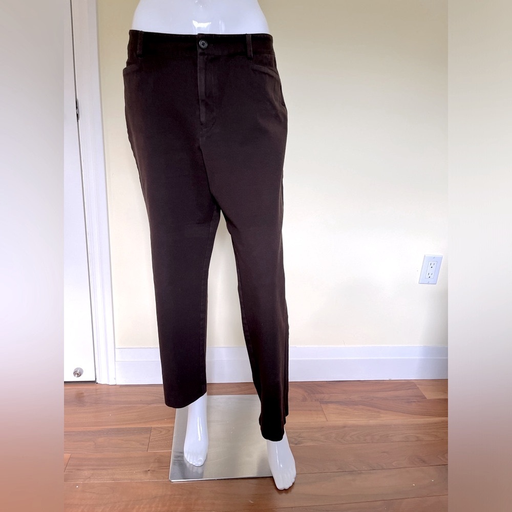 Ralph Lauren dark brown cotton pants jean style straight legs high waist US 14